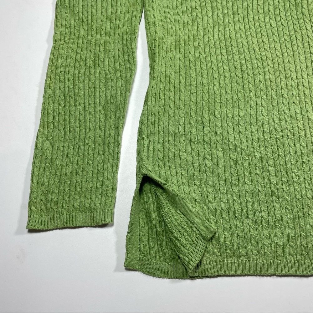 Polo Jeans Co. green V-neck cable knit long sleeve sweater Size S - Picture 5 of 6